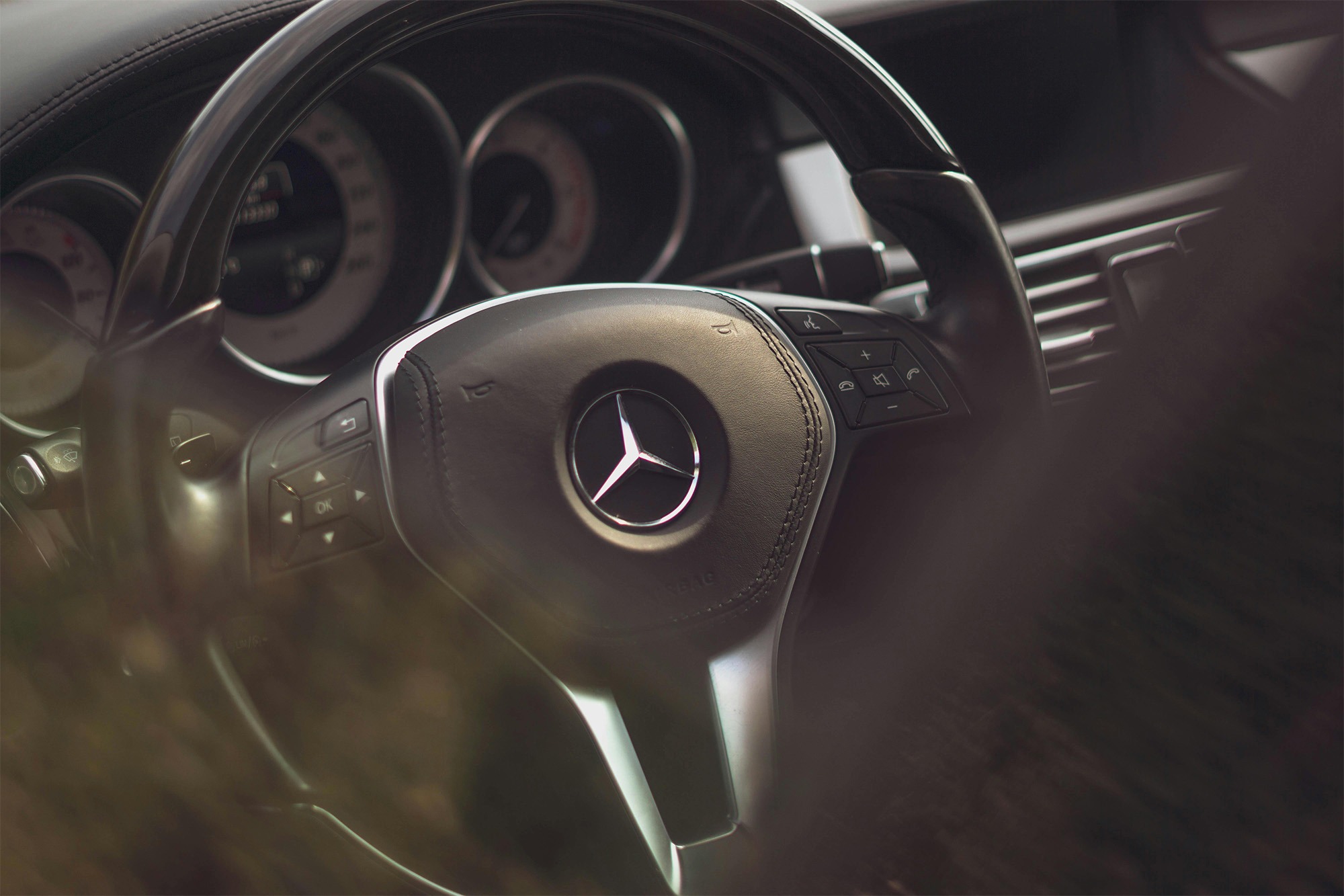 Steering Wheel of a Mercedes Benz