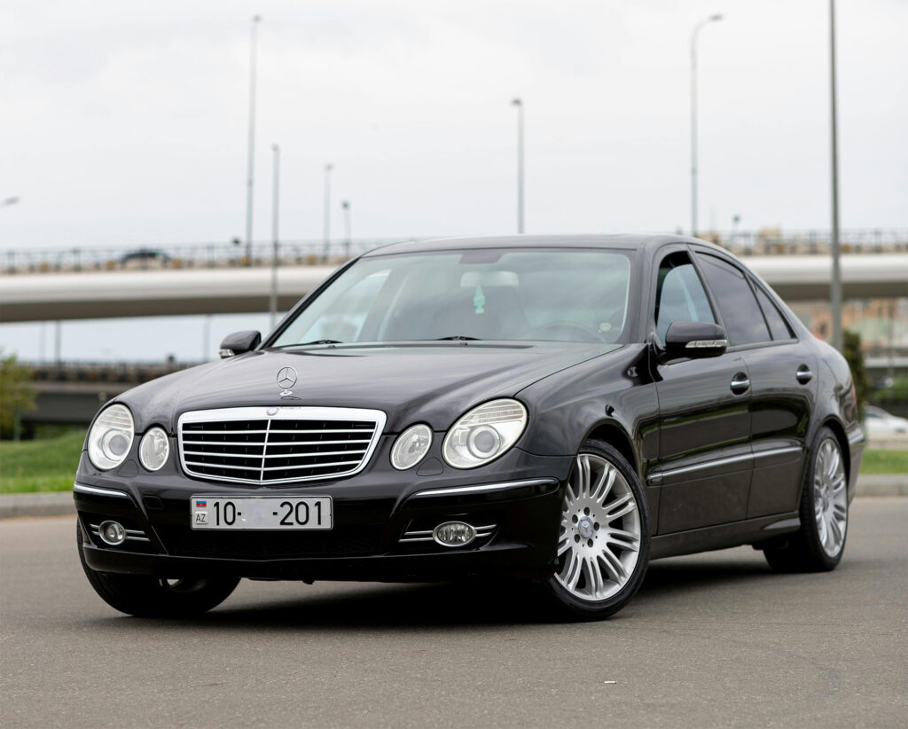 Elegant Black Mercedes-Benz Sedan on Roadside
